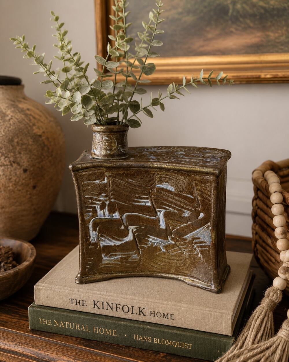 Unique Studio Art Pottery | Handcrafted Brown Glazed Ceramic Decorative Vase